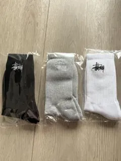 STUSSY ステューシー ソックス 靴下 3足セットブラック グレー ホワイト