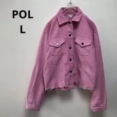 【POL 】ピンク コーデュロイ ジャケット フリンジ裾 カジュアル【L】
