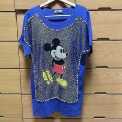 ミッキーマウス　tシャツ スパンコール　M〜Lサイズ位　パープル　新品