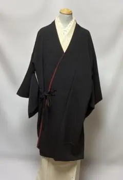 y*n様 1-C ロング黒羽織り　黒　ポリエステル　洗える着物　日本製