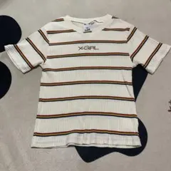 エックスガール　レディース　ボーダーTシャツ　丈短め　ヘソだし　S 白のサムネイル