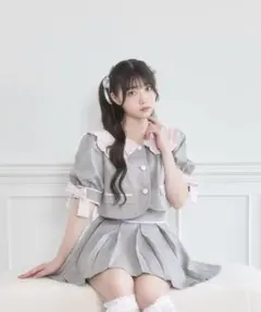 Honey Cinnamonハニーシナモン 袖リボン配色セットアップ