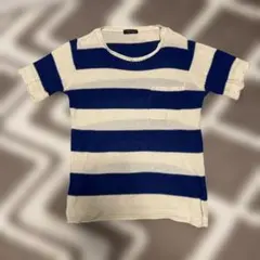 90s 日本製　ボーダーコットンニット Tシャツ　y2k