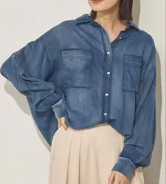数量限定SALE】シアーデニム袖リブシャツ／ネイビー - メルカリ