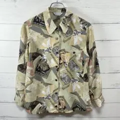 ETOFFERヴィンテージ 総柄ポリシャツ アート柄 レトロ 11号 モダン