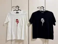 DOUBLE FLAGS ローズ刺繍 Tシャツ 2枚セット