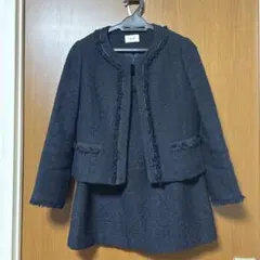 efde エフデ　フォーマル　卒業式　ネイビー　紺　ツイード　スーツ　セット