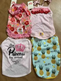 犬服 4点セット ピンク・フラワー・パイナップル