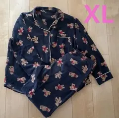 GUネイビー クマ柄 パジャマ上下セット XLフランネル　ジーユー　ルームウェア