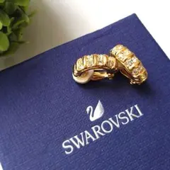 良品 Swarovski スワロフスキー イヤリング ゴールドカラー クリスタル