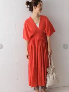 DOORS　ドアーズ　楊柳シャーリングワンピース　マキシ　ロング　リゾート　F