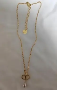 極美品 Dior ゴールド チェーンネックレス ペンダント付き