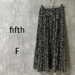 4234【フィフス/fifth】ロングスカート　プリーツ　総柄　レオパード　黒