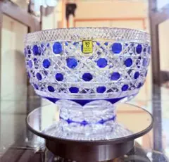KAGAMI CRYSTAL 江戸切子 青色 鉢のサムネイル