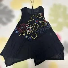 花柄刺繍 ノースリーブ ブラックのサムネイル