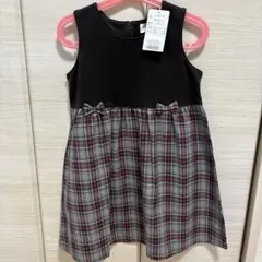 moo non non ブラウンチェック柄 ワンピース 110cm