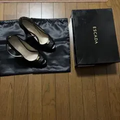 ESCADA スタッズ付オープントゥパンプス ブラックのサムネイル
