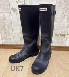 25.5〜26㎝★HUNTERレインブーツUK7 ハンターブーツ長靴ロングブーツ
