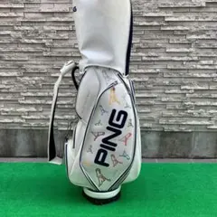 中古品 PING エナメルキャディバッグ ホワイト