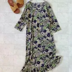 OLIVE des OLIVE ロングワンピース花柄 七分袖 フリル 日本製