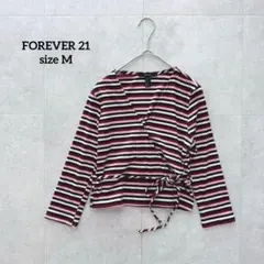 フォーエバー21 リブカットソー　薄手　カシュクール　ボーダー　ショート丈　M