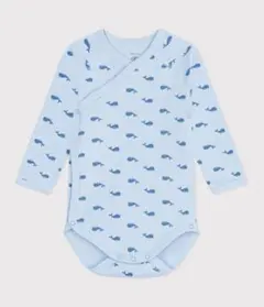 プチバトー　クジラ柄 長袖ボディスーツ　12M(74cm)