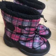 G.T.HAWKINSピンク黒チェックスノーブーツ Sサイズ 22.5-23cm