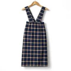 ニコアンド✨️Mサイズ チェック柄 サロペットスカート ジャンスカ ネイビー