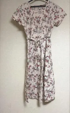花柄 半袖 ひざ丈ワンピース　ハンドメイド