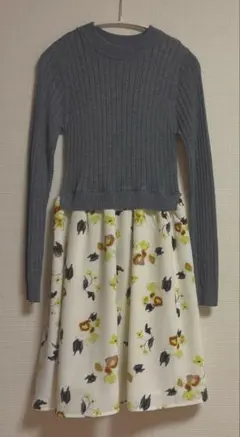 CanCam × earth ワンピース グレー×オフホワイト　美品