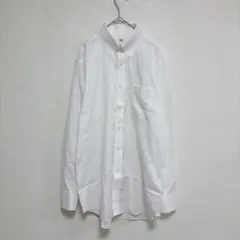 ユニクロ スーパーノンアイロン シャツ 白（L）ボタンダウン 綿100