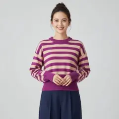 C‘est　Moi　カシミア100％　ボーダーニット　ゆったりドルマンシルエット