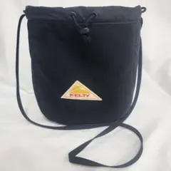 KELTY　ショルダーバッグ　黒　リバーシブル　ナイロン×ボア　斜めがけ　巾着