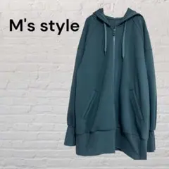 エムズスタイル　ロングパーカー ダブルジップ フーディー ゆるだぼ　春アウター