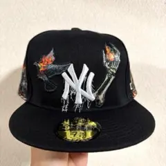 【激渋】NY ニューヨーク 自由の女神デザイン ベースボールブラックキャップ