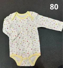 ベビー肌着 花とウサギのプリント 長袖