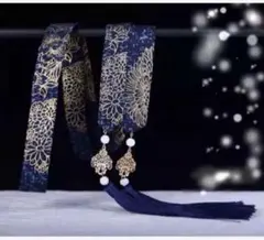 ✧︎数量限定SALE✧︎中国土産物シリーズ 宮女のお守り漢服リボン⑤牡丹紺