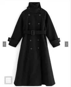 GRL 襟3Wayベルト付きフェイクウールトレンチコート ブラック L