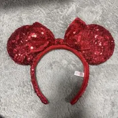 ミニー耳カチューシャ 赤 スパンコール　ディズニー