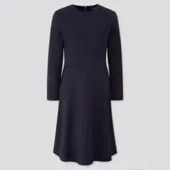 ユニクロ ポンチフレアワンピース ネイビー Sサイズ