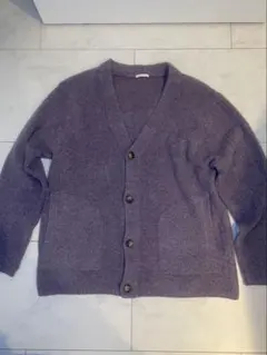GU パープル Mサイズ ブラッシュドヤーンカーディガン