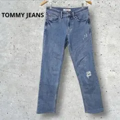 トミージーンズ　デニムパンツ　スリム　ダメージ加工　ブルー　メンズ