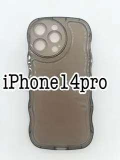 iPhone14proケース プクプク クリアケース ブラック　黒