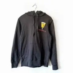 パーカー グラニフ【S】ビールイラスト 秋冬 フーディー ダークグレー ワッペン