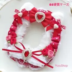在庫SALE B8硬質トレカケース レースデコ 赤 猫耳 ローズ 薔薇 T216