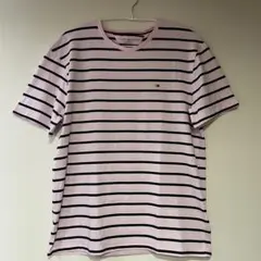 【新品】トミーヒルフィガー　ピンク　ボーダー　Tシャツ　スリムフィット　 XLのサムネイル