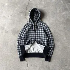 00s OLD UNIQLO ダブルジップパーカー ブロックチェック柄 y2k