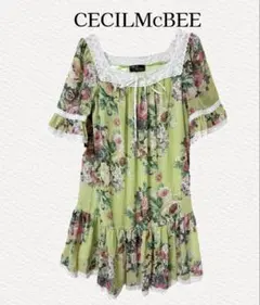 CECIL McBEE セシルマクビー　スクエアネック　花柄　チュニック　M