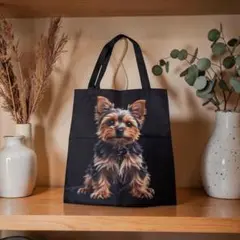 【新品】ヨークシャテリアプリント トートバッグ ブラック 犬エコバッグ