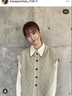 LOWRYSFARM グリーン系 ニットベスト ボタン付き